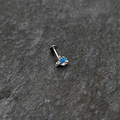16G 5/16 Blue Synthetic Opal Style Flower Labret Monroe Tragus
