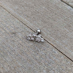 16G 1/4 Clear CZ Gem Flower And Vine Cartilage Tragus Earring