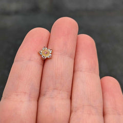 16G 5/16 Pink Gem Gold Tone Texture Star Labret Monroe Tragus