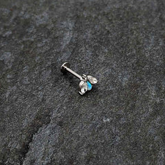 16G 5/16 White Synthetic Opal Flower Labret Monroe Tragus