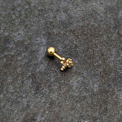 16G 1/4 Clear Gem Gold Tone Flying Dragonfly Cartilage Earring