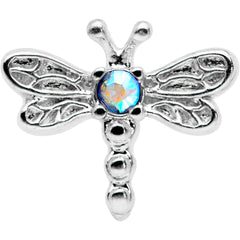 20G 7mm Aurora Gem Ornate Dragonfly L Shape Nose Ring