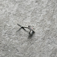 20G 7mm Aurora Gem Ornate Dragonfly L Shape Nose Ring