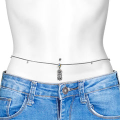 Clear Aurora Gem Southwest Dreamcatcher Dangle Belly Ring Belly Chain