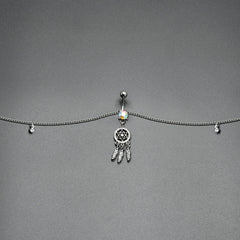 Clear Aurora Gem Southwest Dreamcatcher Dangle Belly Ring Belly Chain