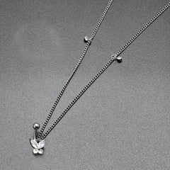 Clear Gem Rococo Butterfly Dangle Belly Ring Belly Chain