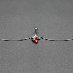 Red Green Gem Cheery Cherries Fruit Belly Ring Belly Chain