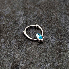 16G 5/16 Blue Gem Deco Oval Cartilage Clicker