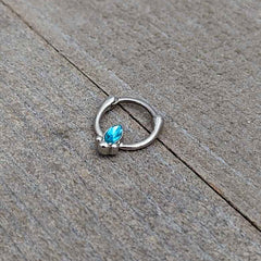 16G 5/16 Blue Gem Deco Oval Cartilage Clicker