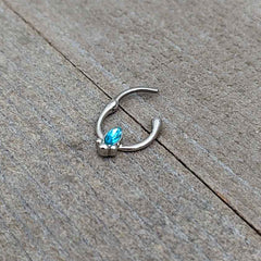 16G 5/16 Blue Gem Deco Oval Cartilage Clicker