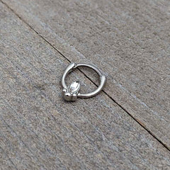 16G 5/16 Clear Gem Deco Oval Cartilage Clicker