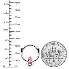 16G 5/16 Pink Gem Deco Oval Cartilage Clicker