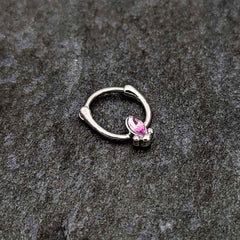 16G 5/16 Pink Gem Deco Oval Cartilage Clicker