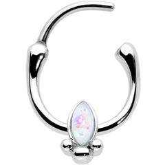 16G 5/16 White Faux Opal Deco Oval Cartilage Clicker