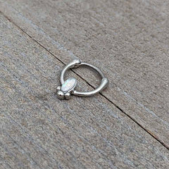 16G 5/16 White Faux Opal Deco Oval Cartilage Clicker