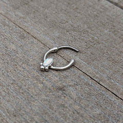 16G 5/16 White Faux Opal Deco Oval Cartilage Clicker