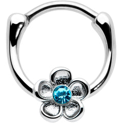16G 5/16 Blue Gem Sweetheart Flower Cartilage Clicker