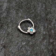 16G 5/16 Blue Gem Sweetheart Flower Cartilage Clicker