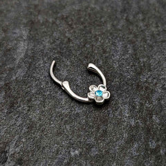16G 5/16 Blue Gem Sweetheart Flower Cartilage Clicker