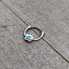 16G 5/16 Blue Gem Sweetheart Flower Cartilage Clicker