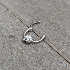 16G 5/16 Clear Gem Sweetheart Flower Cartilage Clicker