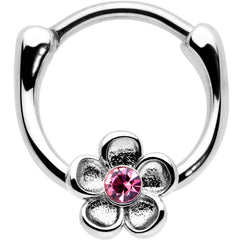 16G 5/16 Pink Gem Sweetheart Flower Cartilage Clicker