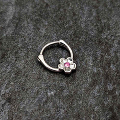 16G 5/16 Pink Gem Sweetheart Flower Cartilage Clicker
