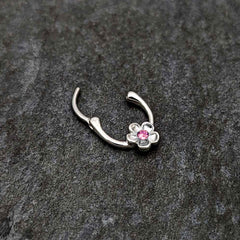 16G 5/16 Pink Gem Sweetheart Flower Cartilage Clicker