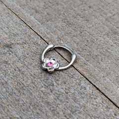 16G 5/16 Pink Gem Sweetheart Flower Cartilage Clicker