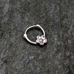 16G 5/16 Purple Gem Sweetheart Flower Cartilage Clicker