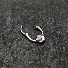 16G 5/16 Purple Gem Sweetheart Flower Cartilage Clicker