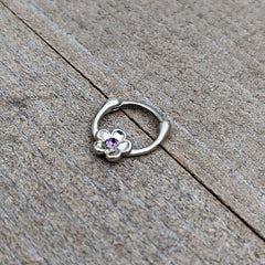 16G 5/16 Purple Gem Sweetheart Flower Cartilage Clicker