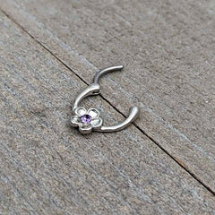 16G 5/16 Purple Gem Sweetheart Flower Cartilage Clicker