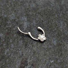 16G 5/16 White Faux Opal Sweetheart Flower Cartilage Clicker