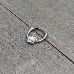 16G 5/16 White Faux Opal Sweetheart Flower Cartilage Clicker