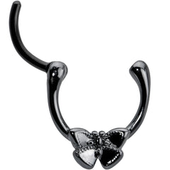 16G 3/8 Black Textured Simple Butterfly Cartilage Clicker
