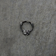 16G 3/8 Black Textured Simple Butterfly Cartilage Clicker