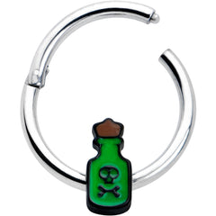 16G 3/8 Poison Green Bottle Glow in the Dark Hinged Segment Ring