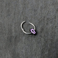 16G 3/8 Creepy Coffin Lt Purple Glow in Dark Hinged Segment Ring