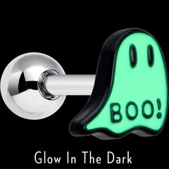 16G 1/4 White Ghost Glow in the Dark Cartilage Tragus Earring