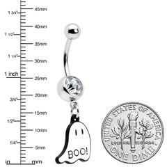 Clear Gem White Ghost Glow in the Dark Halloween Dangle Belly Ring
