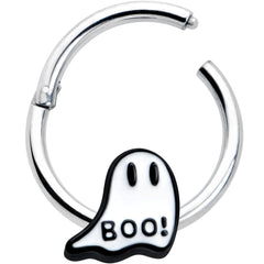 16G 3/8 White Ghost Glow in the Dark Halloween Hinged Segment Ring