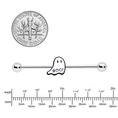 14G Halloween White Ghost Glow in the Dark Industrial Barbell 38mm