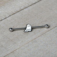 14G Halloween White Ghost Glow in the Dark Industrial Barbell 38mm