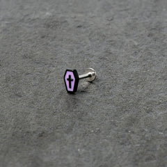 16G 5/16 Creepy Coffin Lt Purple Glow in Dark Labret Monroe Tragus