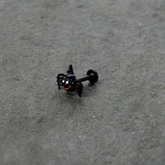 16G 5/16 Black Halloween Witch Smiling Spider Labret Monroe Tragus
