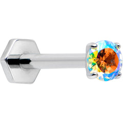 16G 5/16 Aurora CZ Gem ASTM F-136 Implant Grade Titanium Hex End Labret Tragus