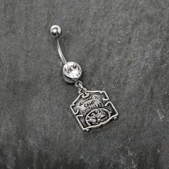 Officially Licensed Friday the 13th Clear Gem Camp Sign Dangle Belly Ring