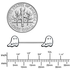 14G 9/16 Halloween Ghost Glow in the Dark Barbell Nipple Ring Set