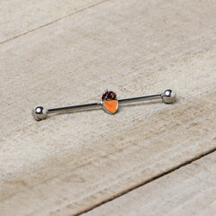 14G Autumn Acorn Brown Orange Industrial Barbell 38mm